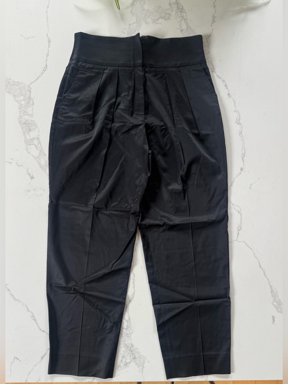 Emporio Armani Black Satin Pleated Trousers
